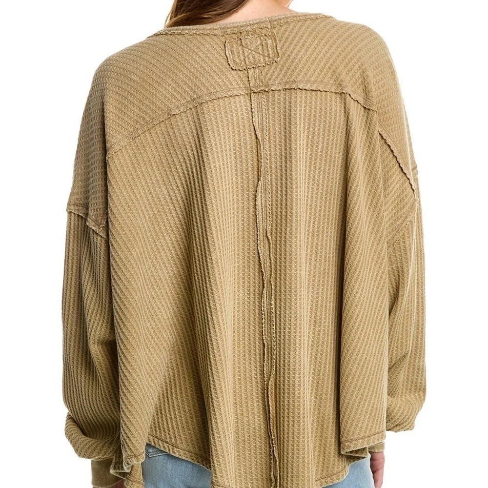 NWT Free People Coraline Thermal  Khaki V-Neck Top